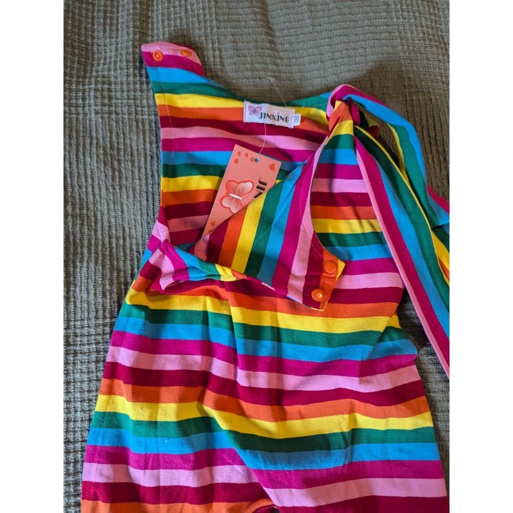 Jinxing multicolor rainbow unisex romper jumper outfit stripe‎ 3T (100)